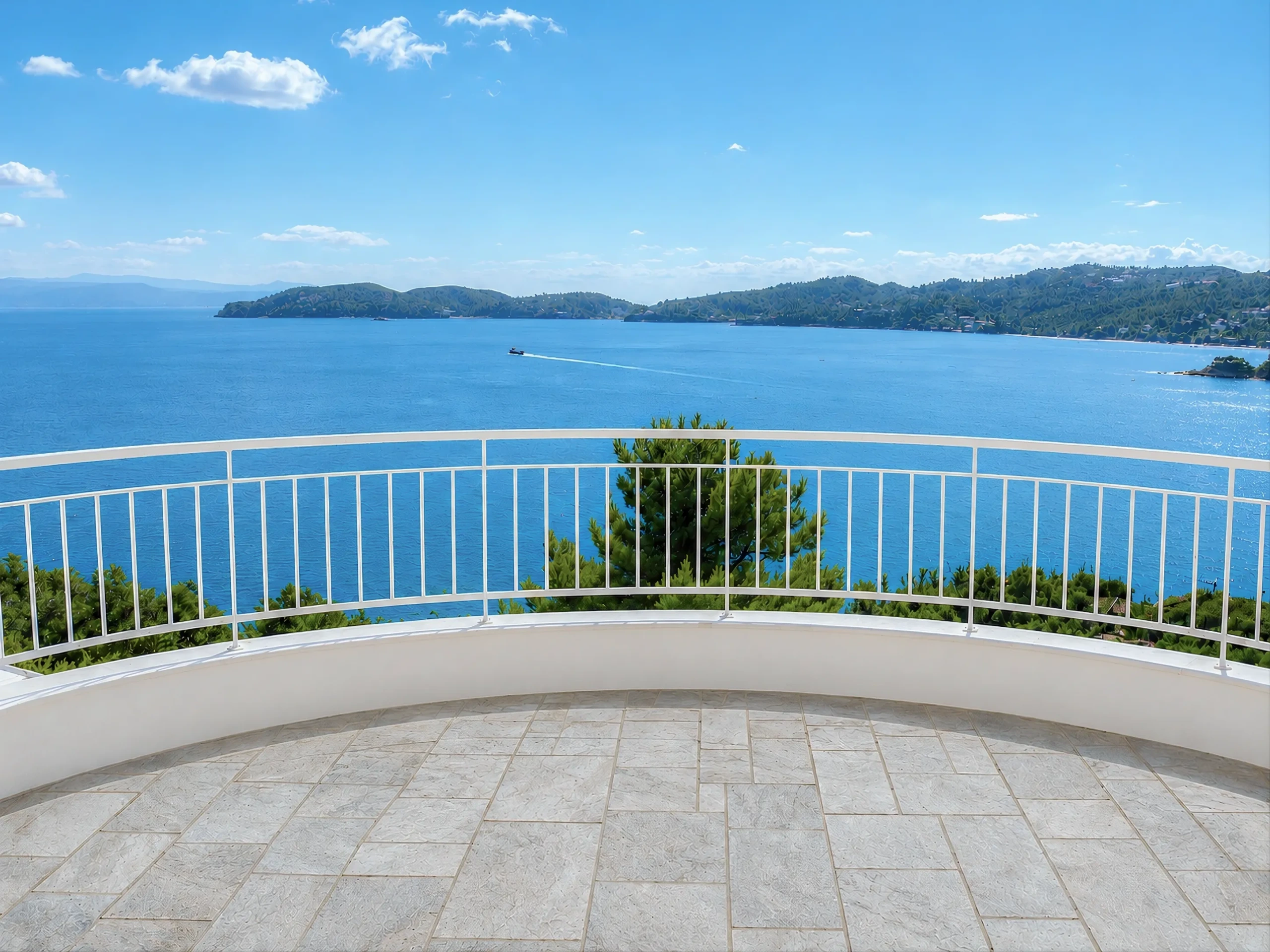 Sea view from the Balcony of AERON , with the wider bay and headland beyond